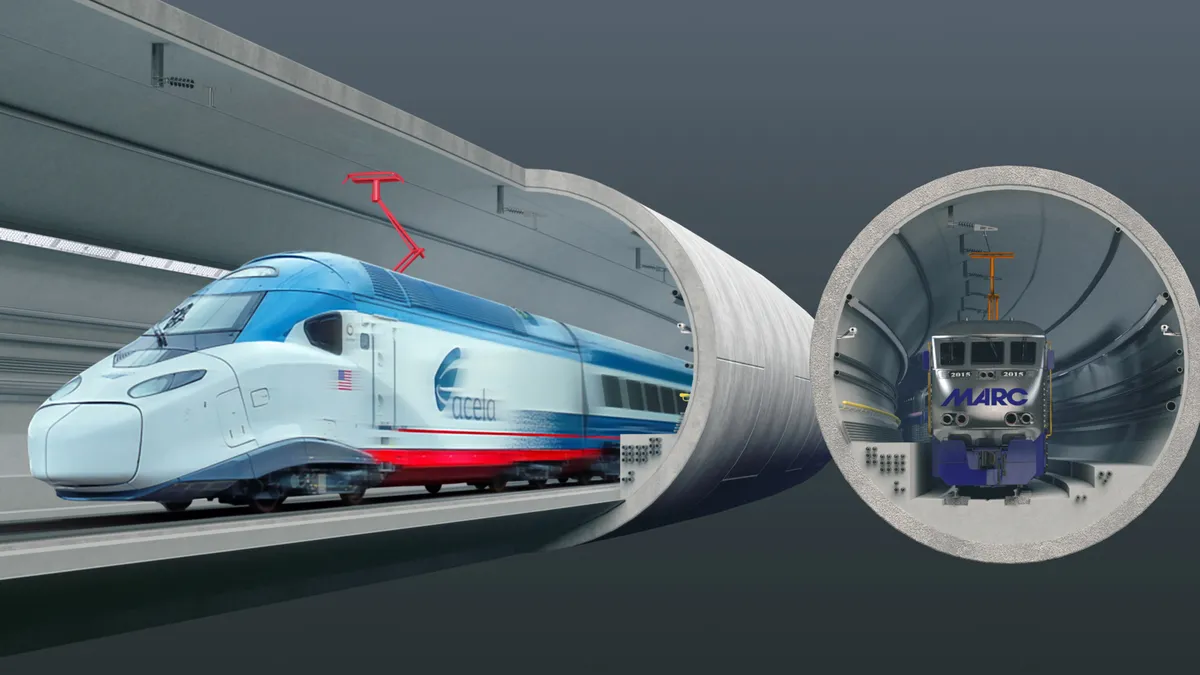 A rendering depicts the twin-tube Frederick Douglass Tunnel in Baltimore.