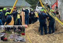 Photo of Utah worker saved after 10-foot trench collapses, buries him up to his chin in backyard